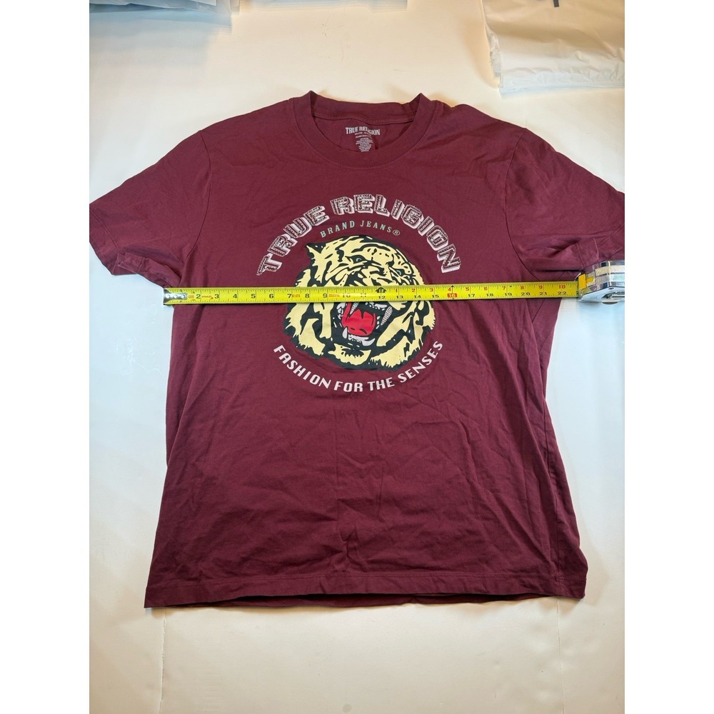 True Religion Shirt Mens 2XL Burgundy Tiger Graphic Fashion For The Senses - Picture 4 of 5